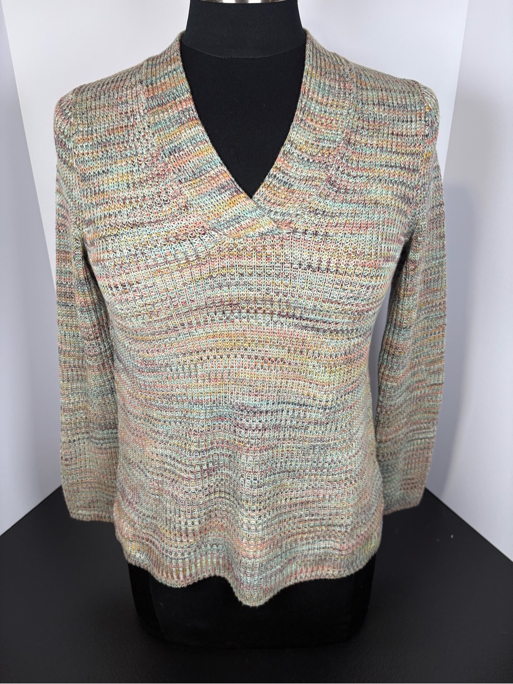 J. Jill Multicolor Pastel V-Neck Sweater